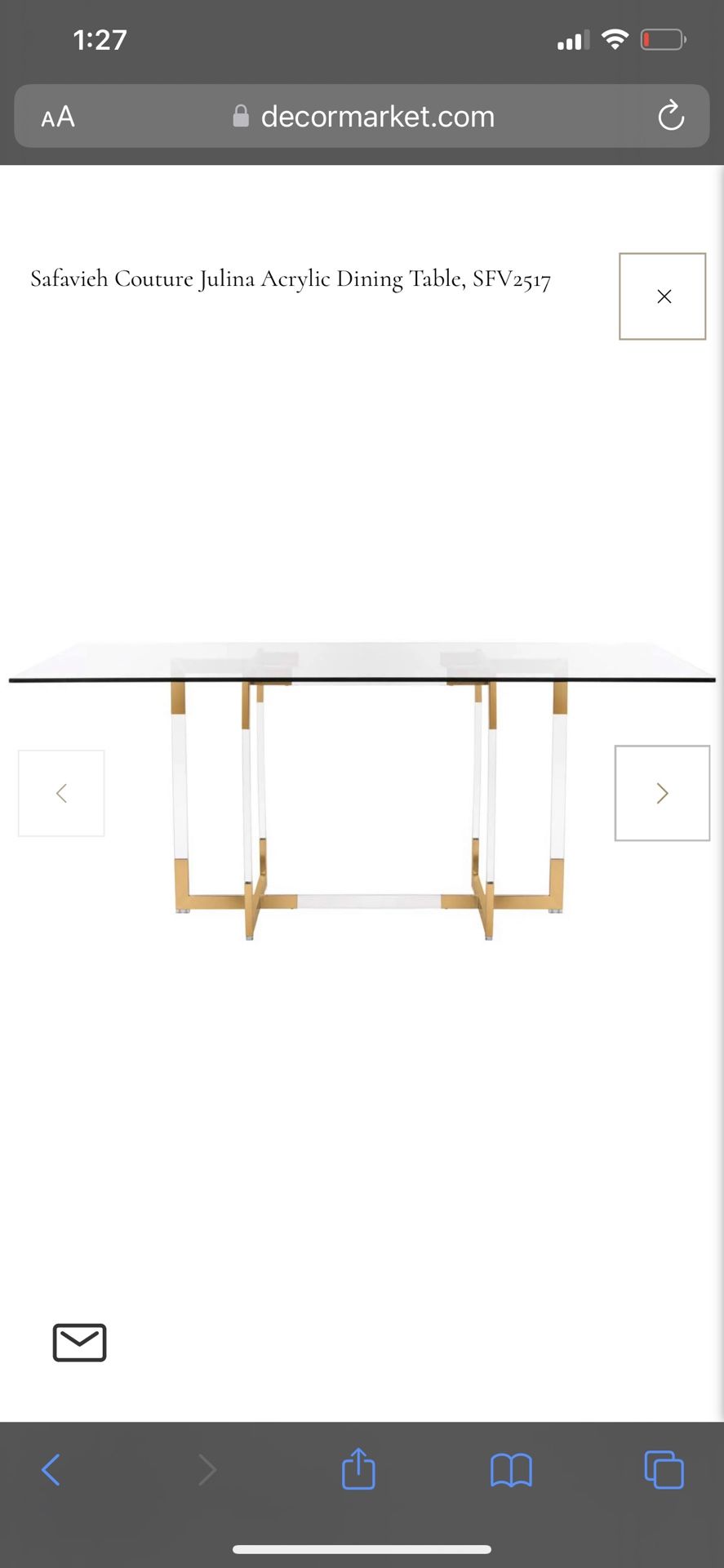 Safavieh Gold And Acrylic Dining Table