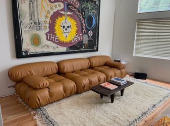 “Eternity Modern Bellini Modular Leather Sofa – Cognac Camel”