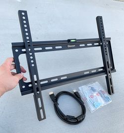 (NEW) $10 Low-profile Fixed 26-55” TV Wall Mount Bracket, Max 110 lbs with 5ft HDMI Cable 