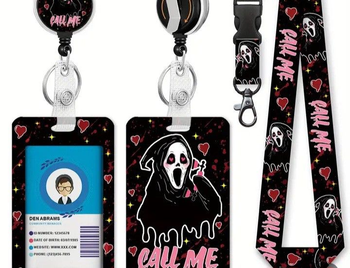 Scream Ghostface Retractable Badge And Lanyard