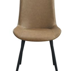 4 Brown Faux Leather Dining Chairs 
