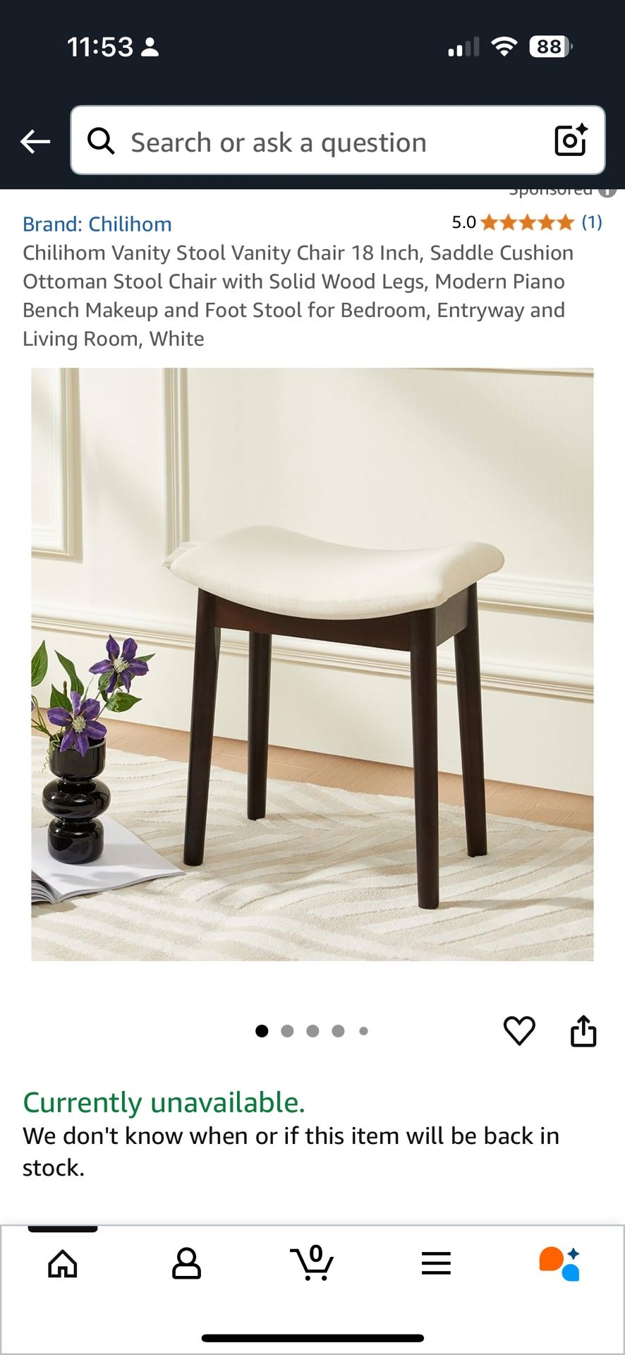 Chilihom Vanity Stool Vanity Chair 18 Inch, Saddle Cushion Ottoman Stool Chair with Solid Wood Legs,