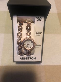 Ladies armatron watch and bracelet 100 Swarovski crystals