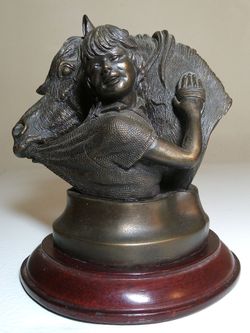 Girl w/ Horse Statue Bronze