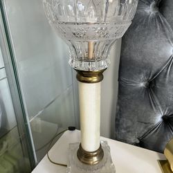 Baccarat Crystal, Marble and Bronze Electric Table Lamp