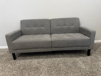Modern Grey Tufted Loveseat Sofa – Compact 2-Seater Couch