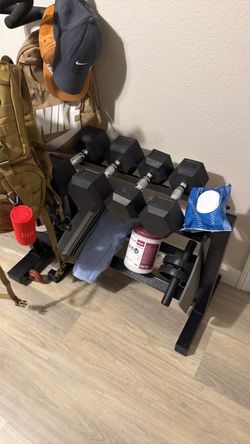 Hex Dumbbell Set with Storage Rack