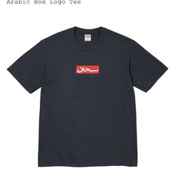 Supreme Navy Arabic Box Logo Tee (SS26) size Medium