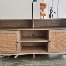 Wood And Wicker Entertainment Center