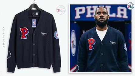 LeBron James Philadelphia 76ers Men’s Cardigan Sweater size S