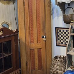 Antique Primitive Grain Painted Chimney Cupboard 