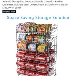 Atlantic Gravity-Fed Compact Double Canrack – Kitchen Organizer, Durable Steel Construction, Stackable or Side-by-Side, PN in Silver
