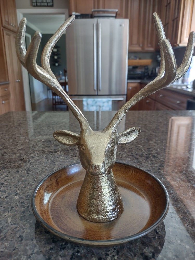 Gold Deer Head Jewelry Holder