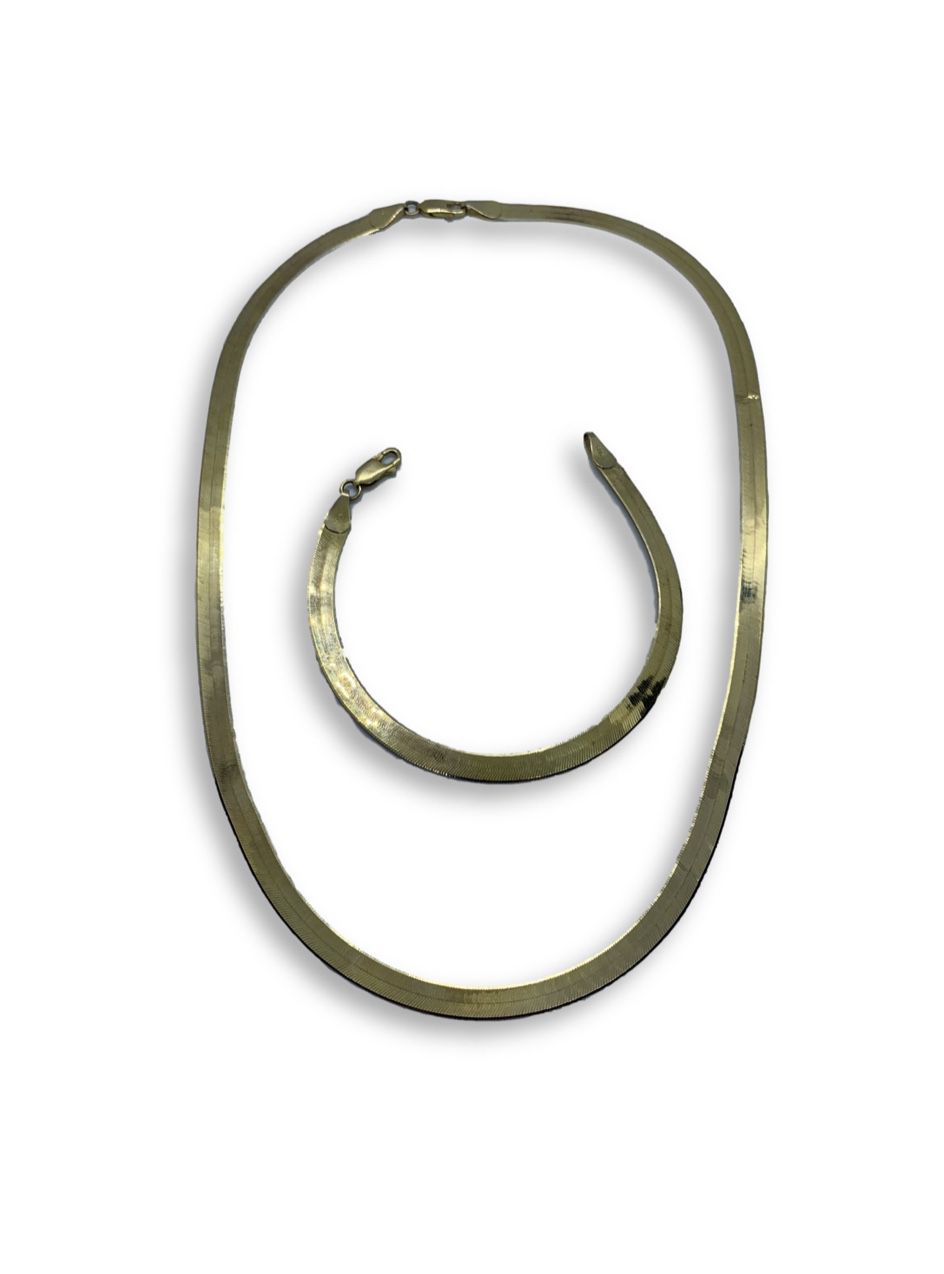 10k Herringbone Necklace And bracelet set