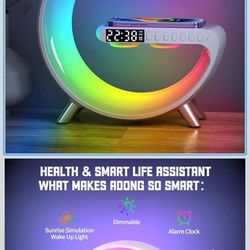  New Zopsc Alarm Clock with Charging Station, Speaker, Music Synchronization, Remote Control, Smart Light