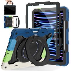 ROISKIN For IPad Pro 12.9 -Inch Case (6th, 5th, 4th & 3rd Gen)With HD Screen Protector, 360 Stand, Handle, Pencil Holder,Shoulder Strap[15ft Drop Prot