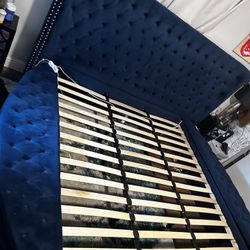 King Size Tufted Bed Frame With Drawers