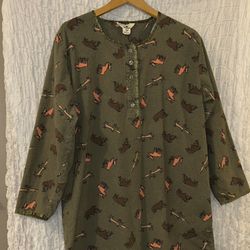 Woolrich: Flannel Nightshirt Sage Animal Print, Size: S/M