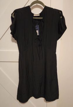 Universal Thread Dress Womens Medium Black Front Flutter Short Sleeve Mini