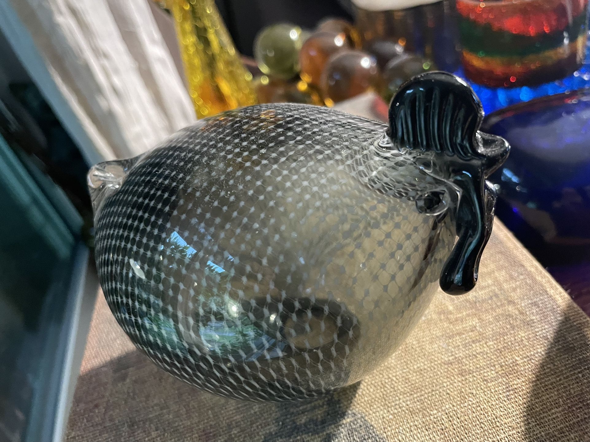 Vintage Mid Century Modern Smoky Glass Rooster π Sculpture