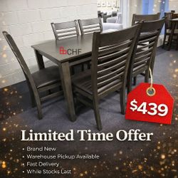 Gray 7 Piece Dining Table Set 