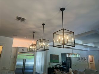 Pottery Barn Manor Glass Square Pendant Lights