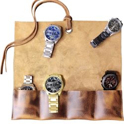 Leather Watch Roll Case For travel
