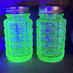 Uranium Glass Salt And Pepper Shakers