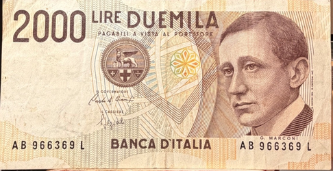 Italy 2000 LIRE 1990 Pre Euro MARCONI #(contact info removed)87