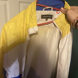 Members only white yellow blue Wind breaker.