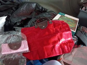 ​Bolsa roja Longchamp Le Pliage con grabado (TraÃda de Japón)