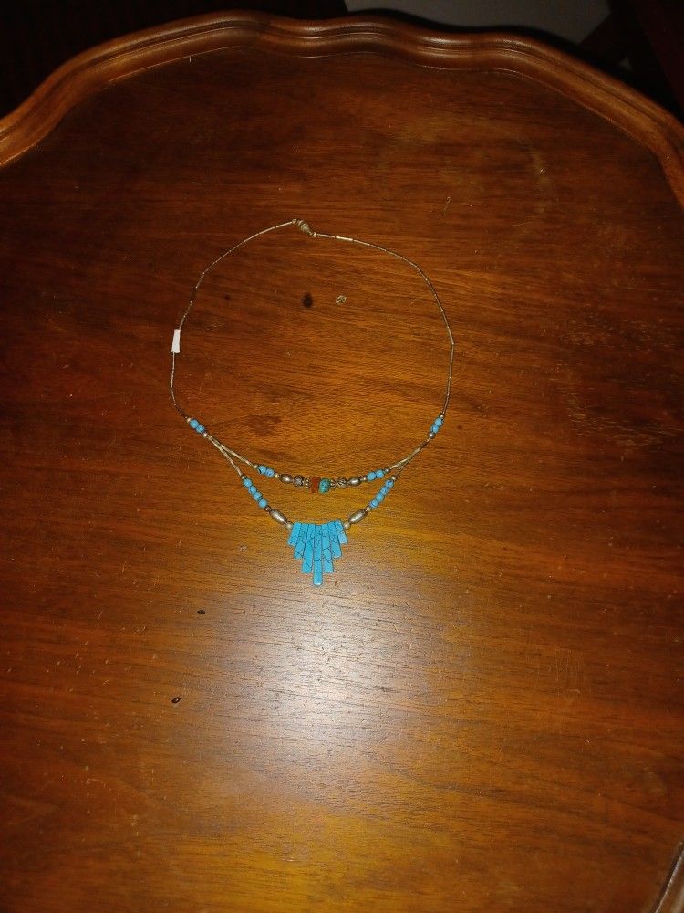 Old Vintage Navajo Silver Turquoise Necklace