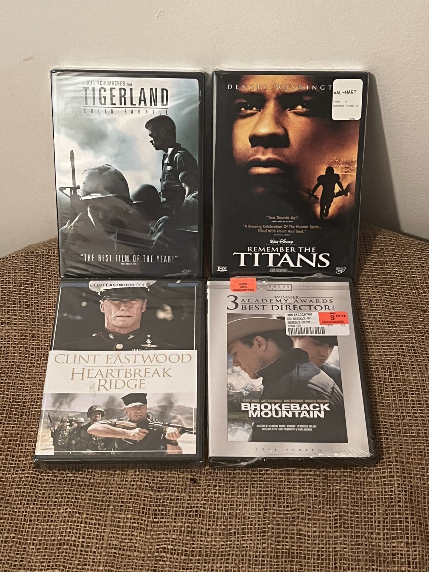 Tigerland, Remember the Titans, Heartbreak Ridge and Brokeback Mountain DVD Lot