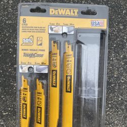 Six piece Dewalt Reciprocating saw blades
