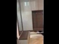 Custom Built Cabinets For Corner Of Entryway/Breezeway Corner Unit Bench And Cabinets With Lights, Electric Outlet And  Full Length Mirror 