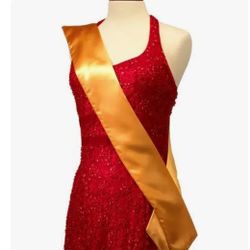 Blank Satin Sash Gold , 5 Pack  Solid, 50" Long, 5.5" Wide