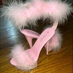 7.5 Pink Fur Heels 