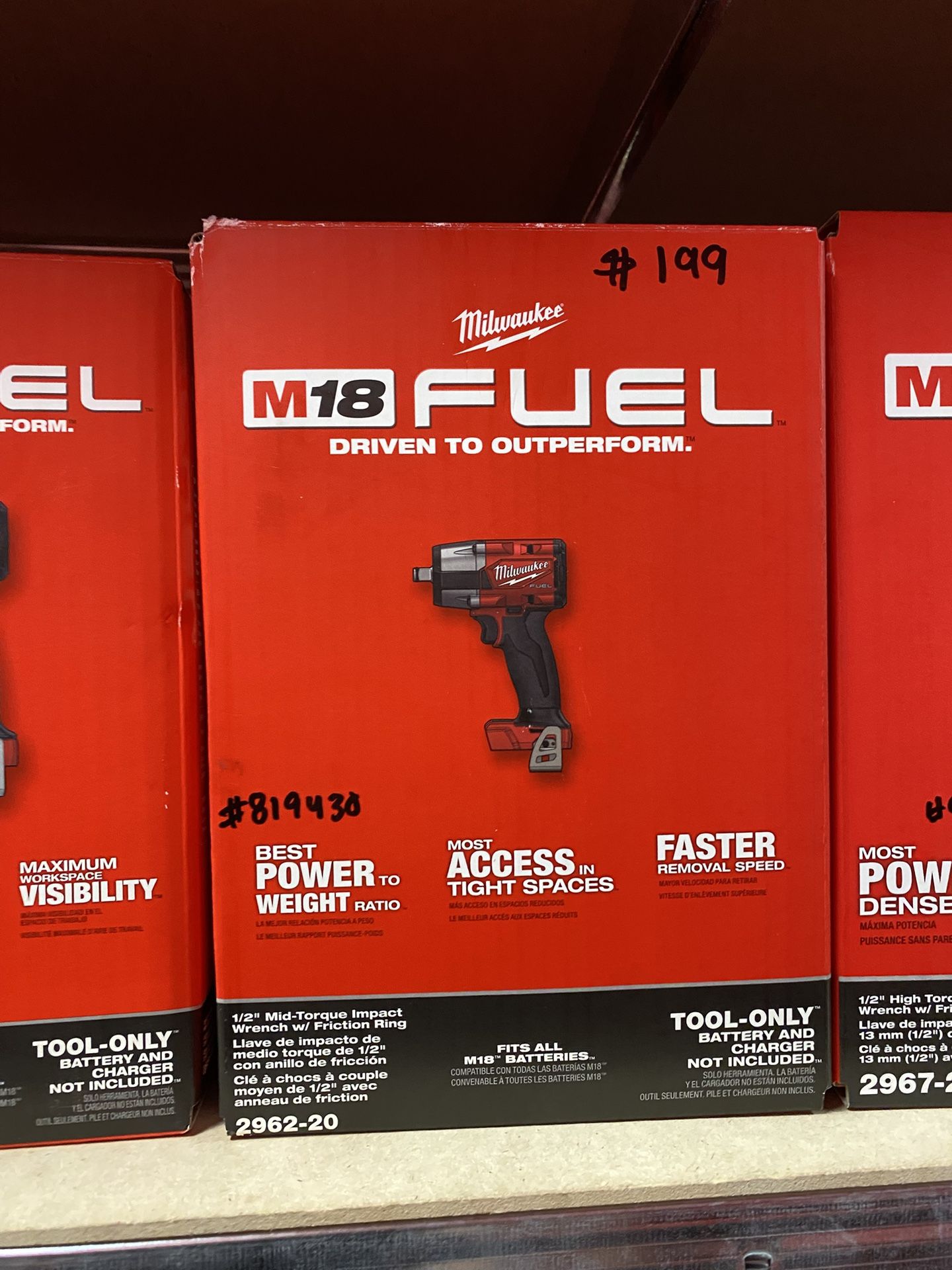 Milwaukee M18 FUEL Gen-2 18V Lithium-Ion Brushless Cordless Mid Torque 1/2 in. Impact Wrench w/Friction Ring (Tool-Only)