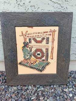 Southwest Native American Navajo Loom Weaver Sand Painting - Vintage.