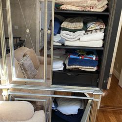 Mirrored Two Piece Shelves Draws Multifuntional