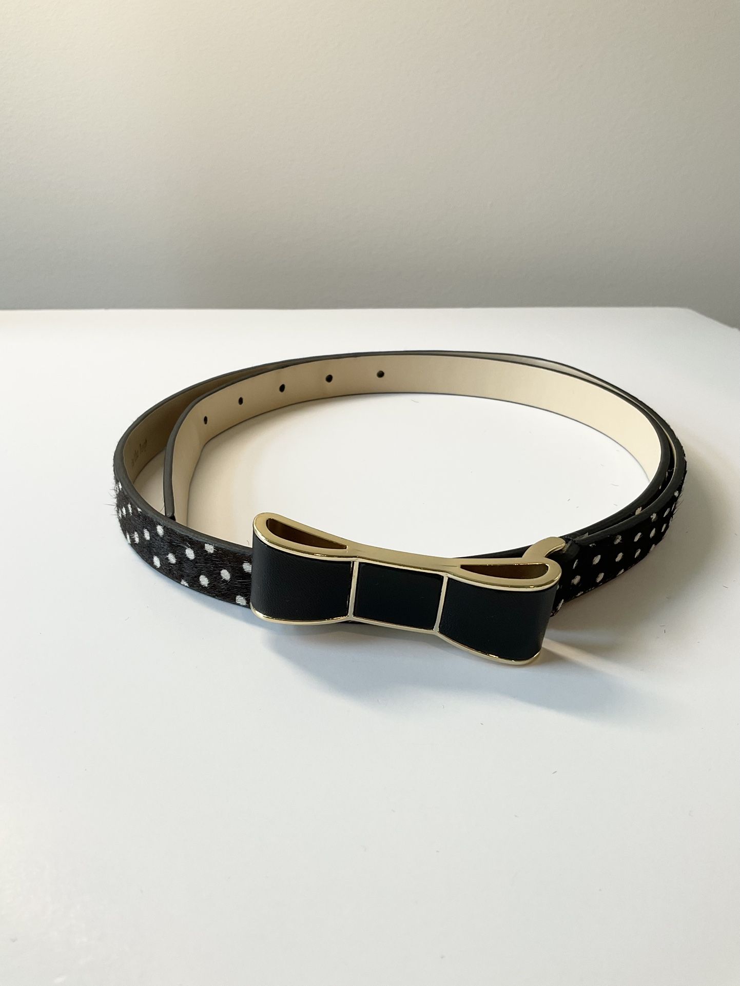 Kate Spade Calf Fur Metal Bow Belt
