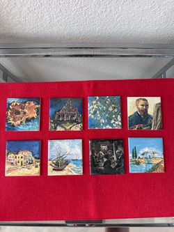 Vincent van Gogh Ceramic Tile Coaster Set of 8 Famous Art Paintings 3x3 Glazed