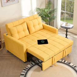 52" Sleeper Sofa with Pull-Out Bed, 3-in-1 Convertible Sofa Bed, Set of Loveseat