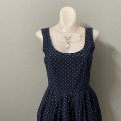 Jack Wills Navy Blue Anchor Print Sleeveless Pleated Dress  size 4