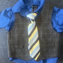 NAUTICA -Baby Vest Blue & Grey 6/9mo 