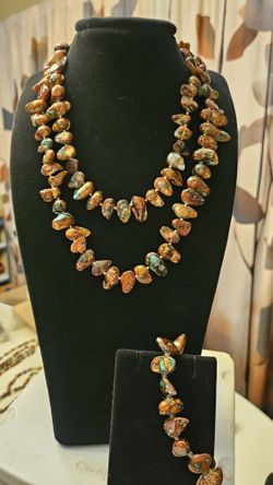 Genuine Bronze Enh. Keishi Pearl N.k.set