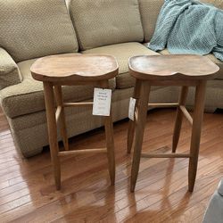 Brand New Pair Of Wooden Bar Stools With Tags 