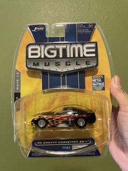 2007 JADA BIGTIME MUSCLE '95 CHEVY CORVETTE ZR-1 BLACK WITH FLAMES 