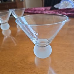 4 Frosted Base , Martini Glasses