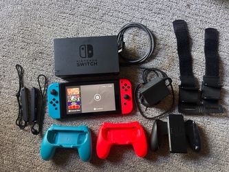 Nintendo Switch Bundle – Neon Blue/Red w/ 2 Games & Accessories
